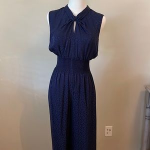 Rebecca Taylor Navy Cheetah Jacquard Jumpsuit XS